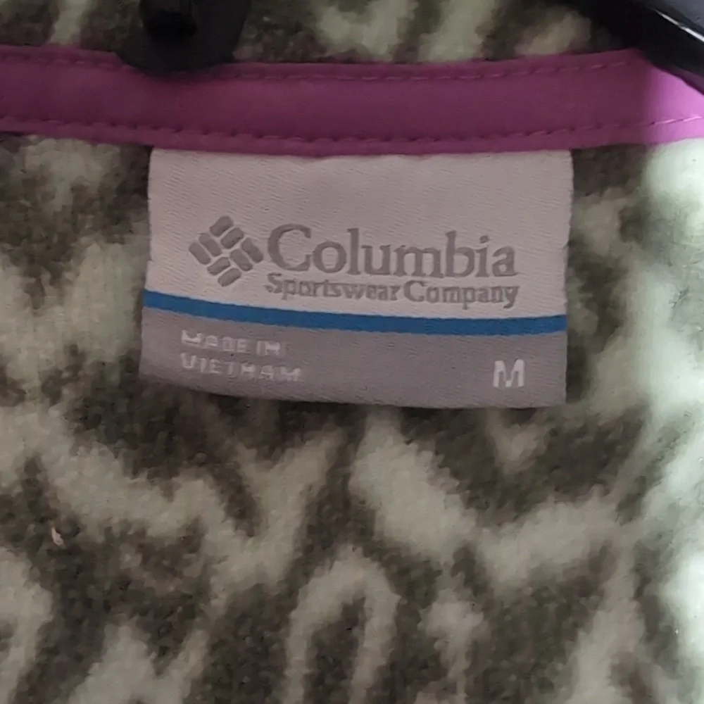 Columbia Green Fleece Pullover Jacket Medium Snap Neck - Picture 5 of 6